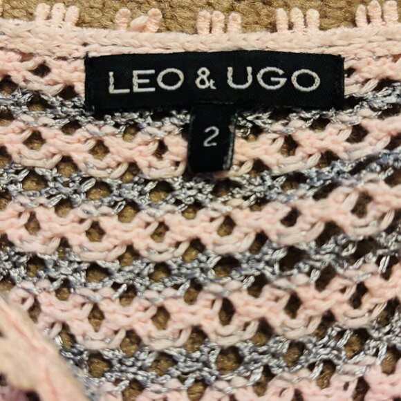 LEO & UGO Short Sleeve Striped Knit Sheer Sweater Size 8 - Picture 5 of 8